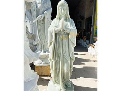 Tượng Đức Mẹ Chắp Tay Đá Cẩm Thạch Trắng Xanh Ngọc (DM-21)