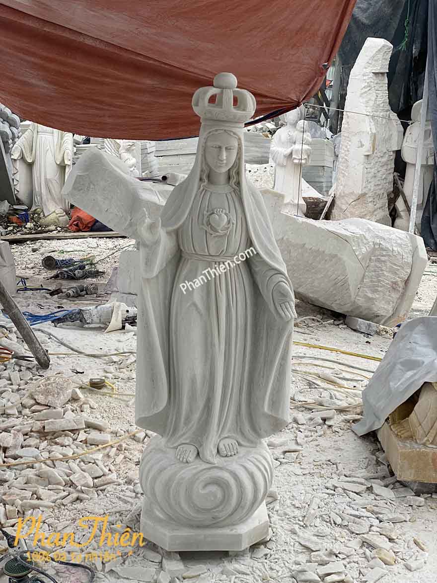Tượng Đức Mẹ Fatima với Vương Miện Đá Trắng (DM-55)
