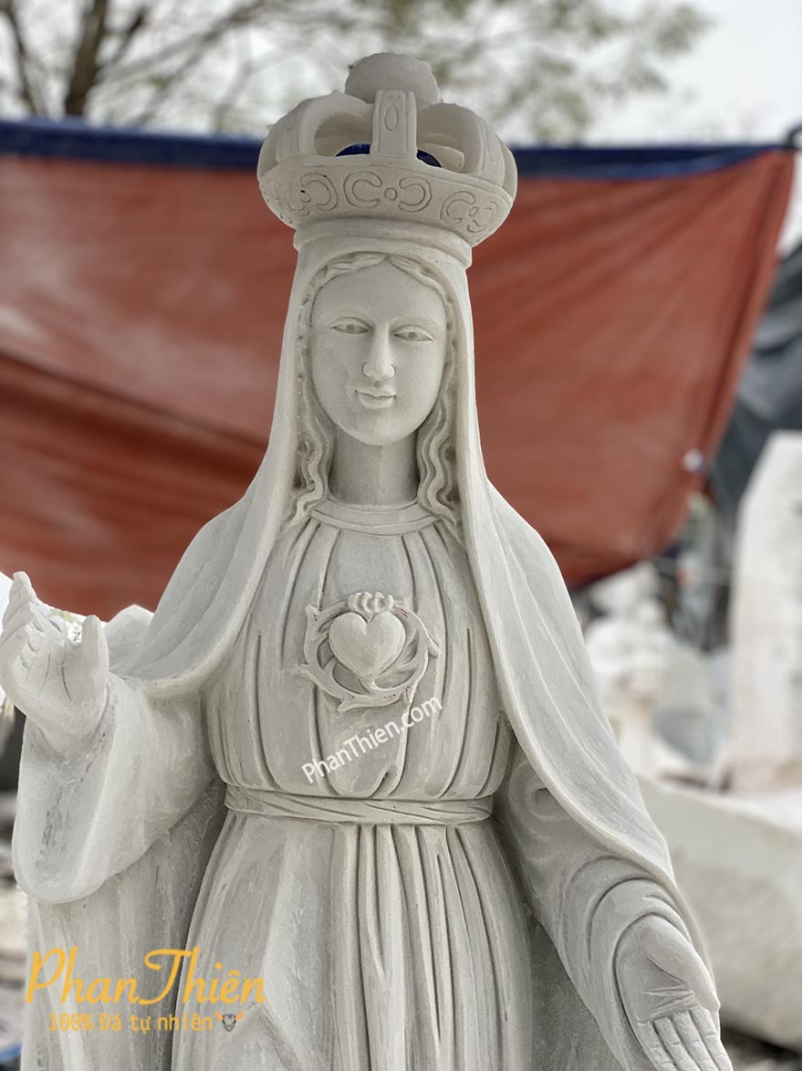 Tượng Đức Mẹ Fatima với Vương Miện Đá Trắng (DM-55)