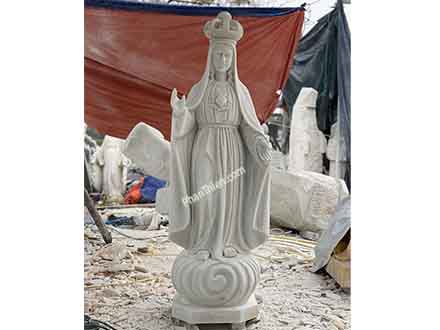 Tượng Đức Mẹ Fatima với Vương Miện Đá Trắng (DM-55)