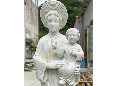 Tượng Đức Mẹ La Vang Đá Cẩm Thạch Trắng (DM-09)