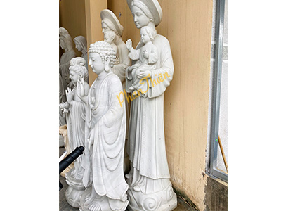 Tượng Đức Mẹ La Vang Đá Cẩm Thạch Trắng (DM-12)