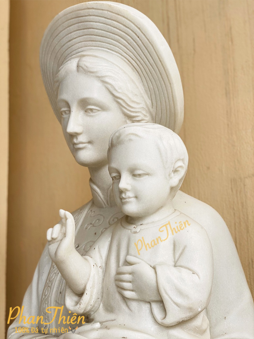 Tượng Đức Mẹ La Vang Đá Cẩm Thạch Trắng (DM-13)