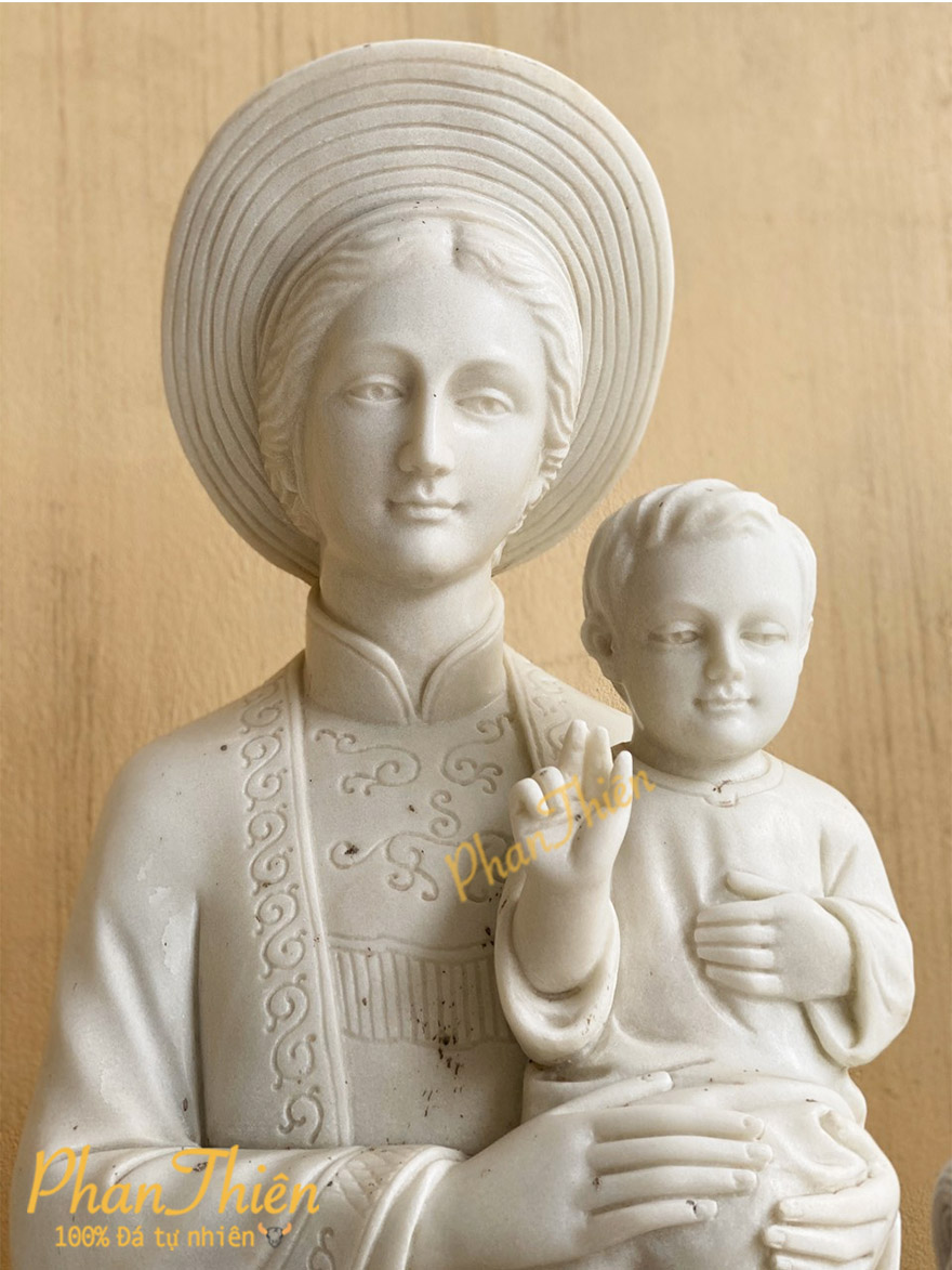 Tượng Đức Mẹ La Vang Đá Cẩm Thạch Trắng (DM-13)