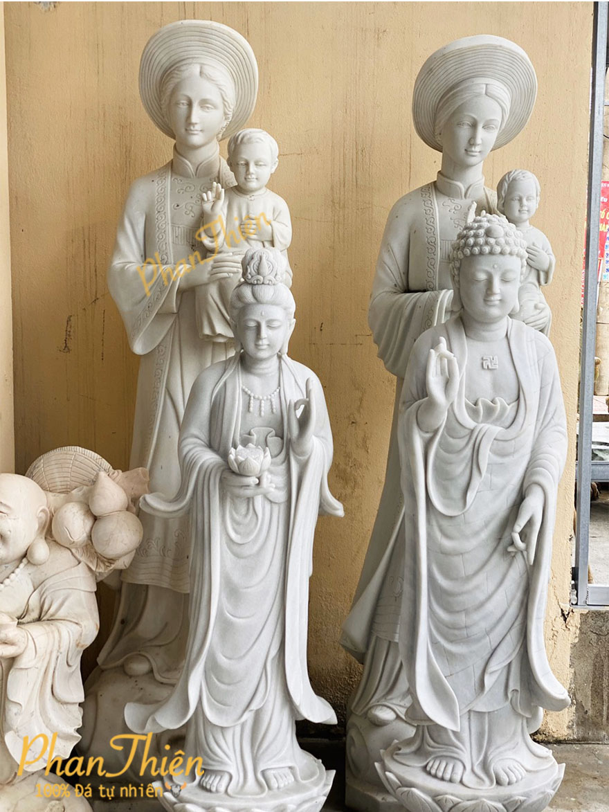 Tượng Đức Mẹ La Vang Đá Cẩm Thạch Trắng (DM-13)