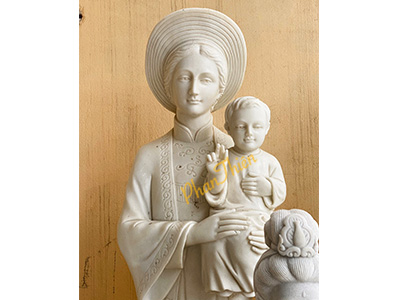 Tượng Đức Mẹ La Vang Đá Cẩm Thạch Trắng (DM-13)