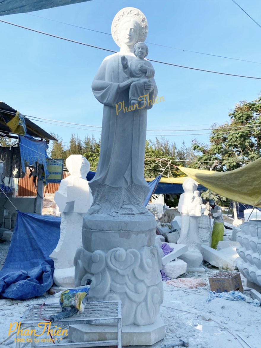 Tượng Đức Mẹ La Vang Đá Cẩm Thạch Trắng (DM-26)