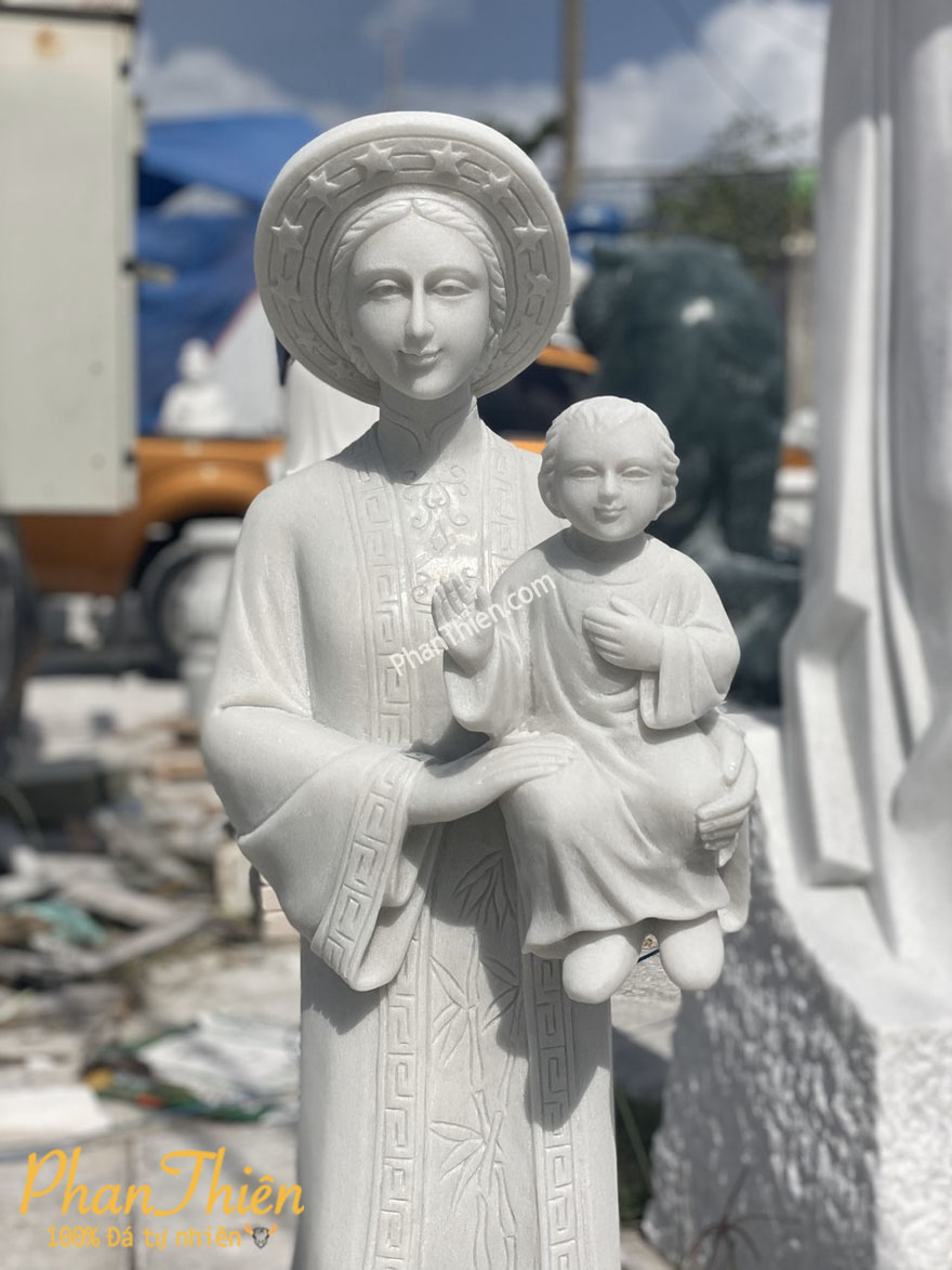 Tượng Đức Mẹ La Vang Đá Trắng Mịn (DM-72)