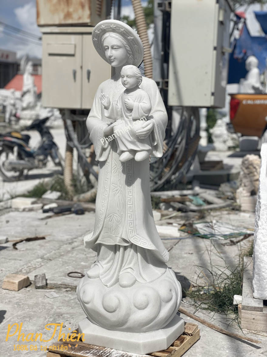 Tượng Đức Mẹ La Vang Đá Trắng Mịn (DM-72)
