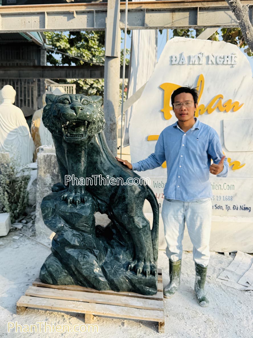 Tượng Hổ Phong Thủy bằng đá xanh Ấn Độ 150cm - HO-6