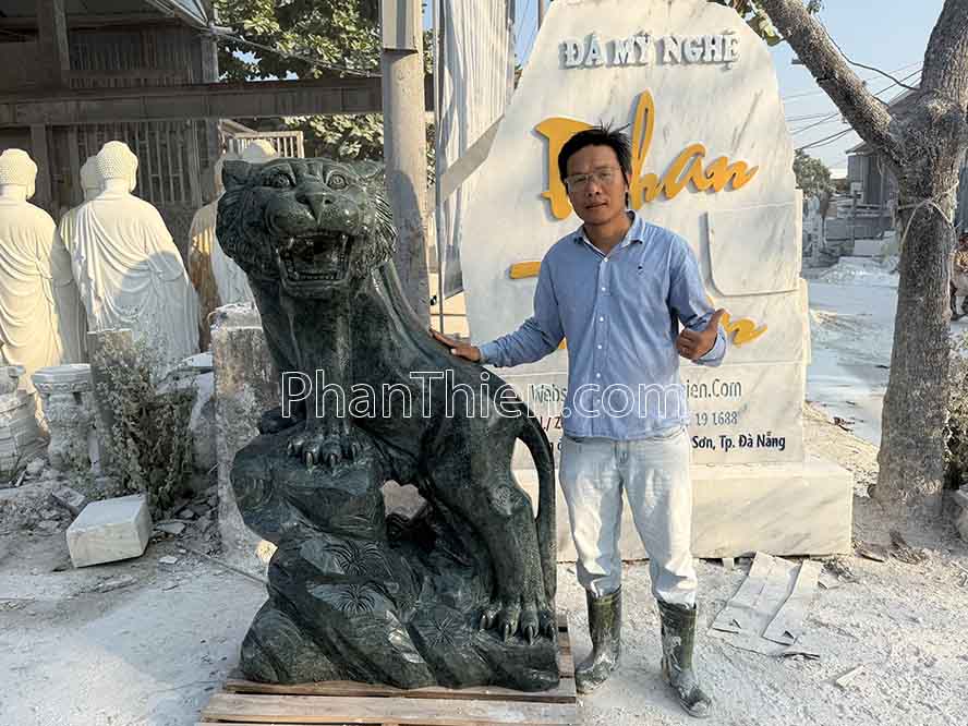 Tượng Hổ Phong Thủy bằng đá xanh Ấn Độ 150cm - HO-6