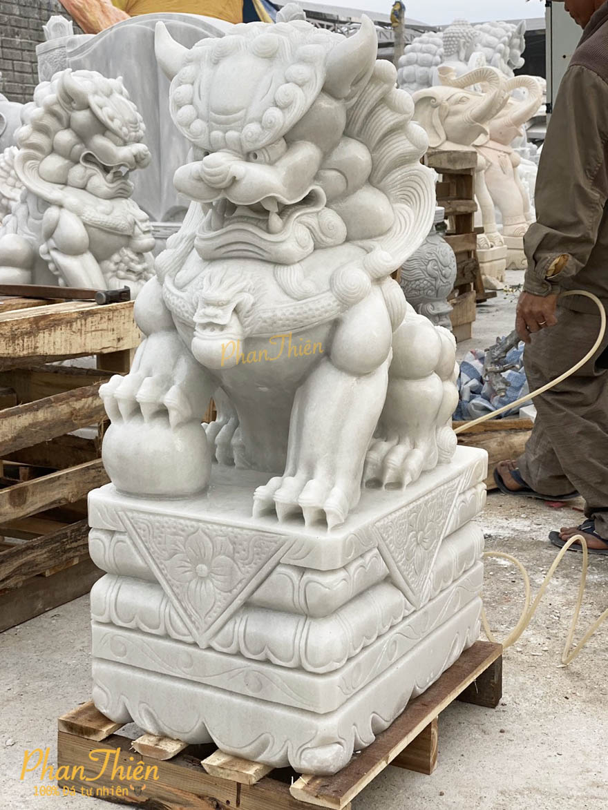 Tượng Kỳ Lân Đá Cẩm Thạch Trắng Đẹp (KL-31)