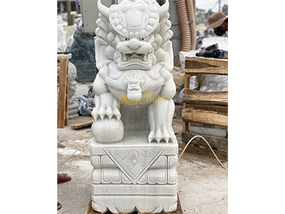 Tượng Kỳ Lân Đá Cẩm Thạch Trắng Đẹp (KL-31)