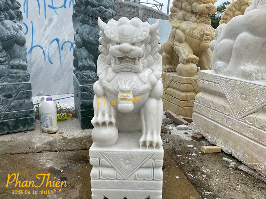 Tượng Kỳ Lân Đá Cẩm Thạch Trắng (KL-27)