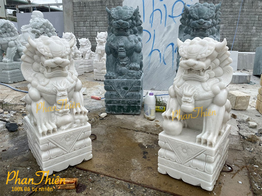 Tượng Kỳ Lân Đá Cẩm Thạch Trắng (KL-27)