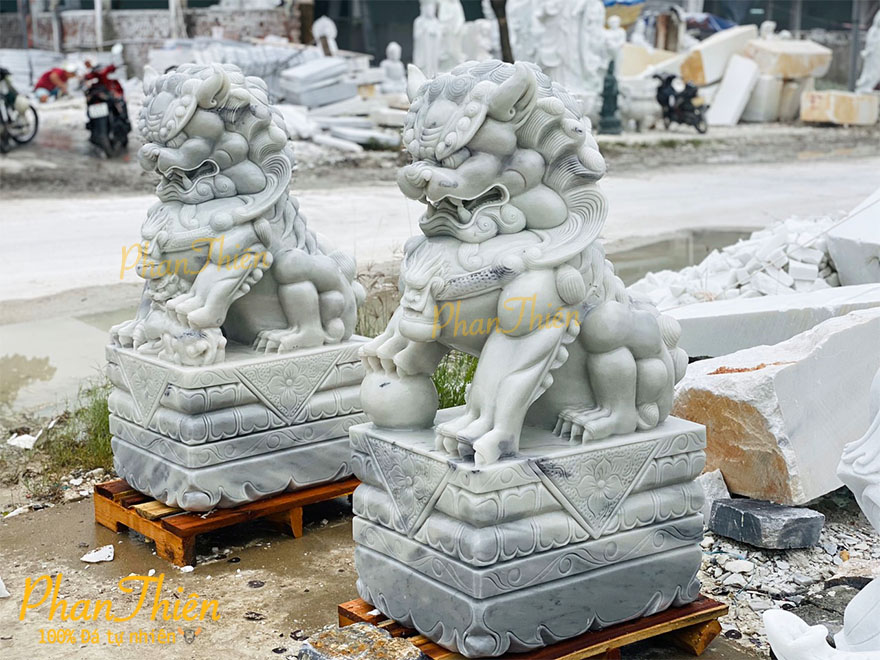 Tượng Kỳ Lân Đá Cẩm Thạch Trắng Mịn (KL-24)