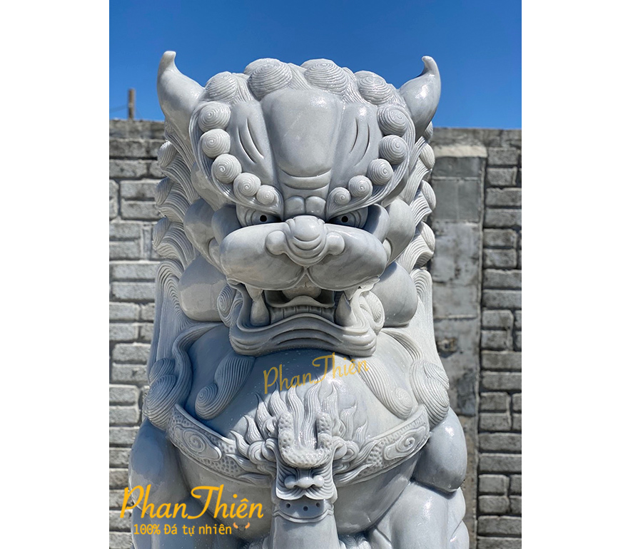 Tượng Kỳ Lân Đá Cẩm Thạch Trắng Xám (KL-18)