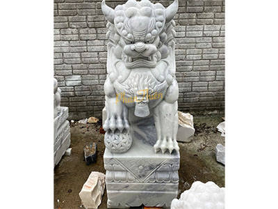 Tượng Kỳ Lân Đá Cẩm Thạch Trắng Xám (KL-28)