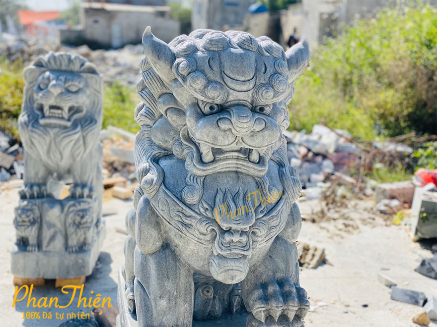 Tượng Kỳ Lân Đá Cẩm Thạch Xám (KL-09)