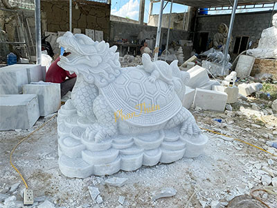 Tượng Long Quy Hoá Rồng Đá Trắng Xanh (LQ-06)