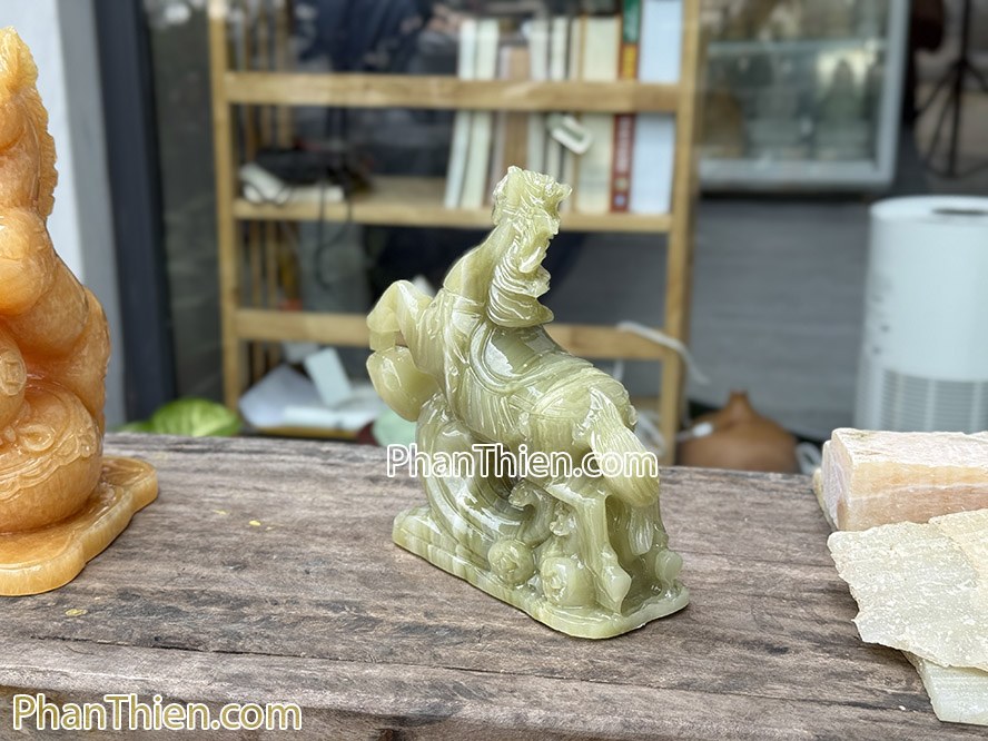 Tượng ngựa phong thuỷ đá ngọc xanh onyx 15cm - NGUA-11