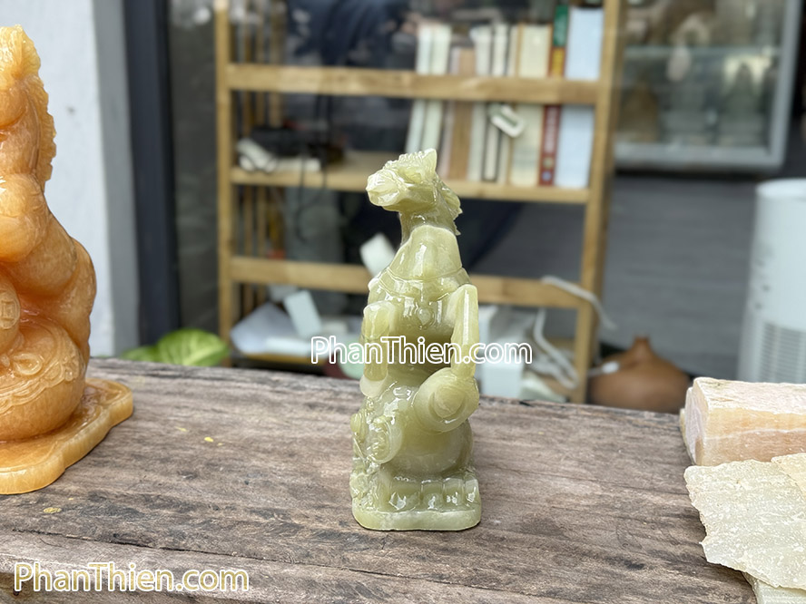 Tượng ngựa phong thuỷ đá ngọc xanh onyx 15cm - NGUA-11