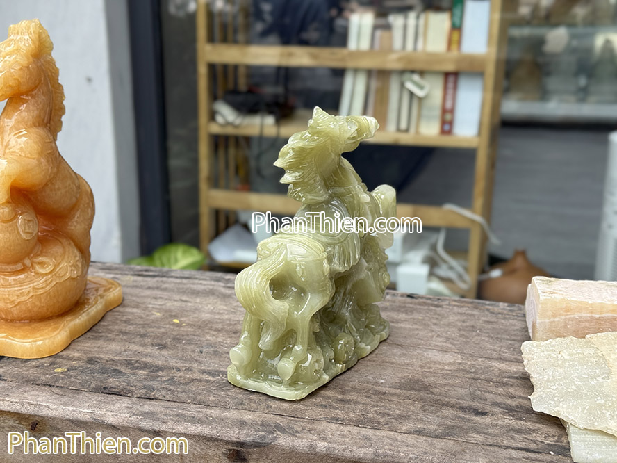 Tượng ngựa phong thuỷ đá ngọc xanh onyx 15cm - NGUA-11