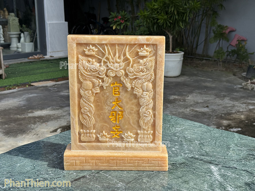 Tượng Ngựa đá 30cm và Bìa vị đá ngọc Hoàng Long - NGUA-15