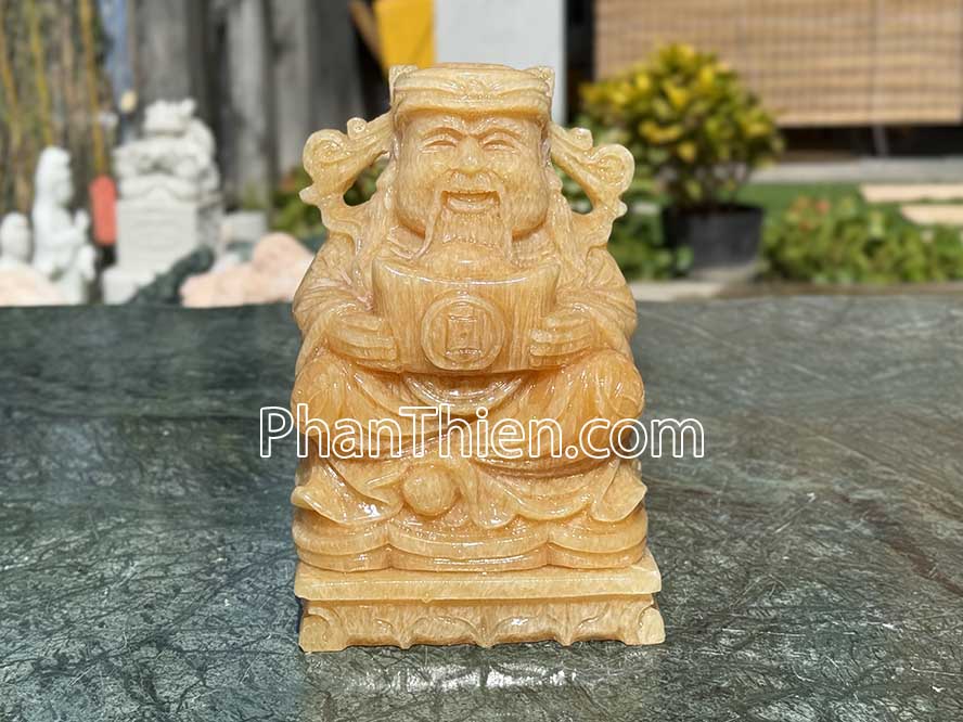 Tượng Ông Thần Tiền đá ngọc Hoàng Long 20cm - TD-16