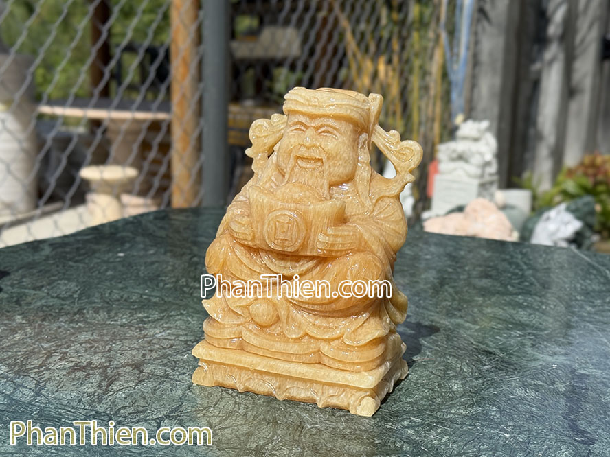 Tượng Ông Thần Tiền đá ngọc Hoàng Long 20cm - TD-16