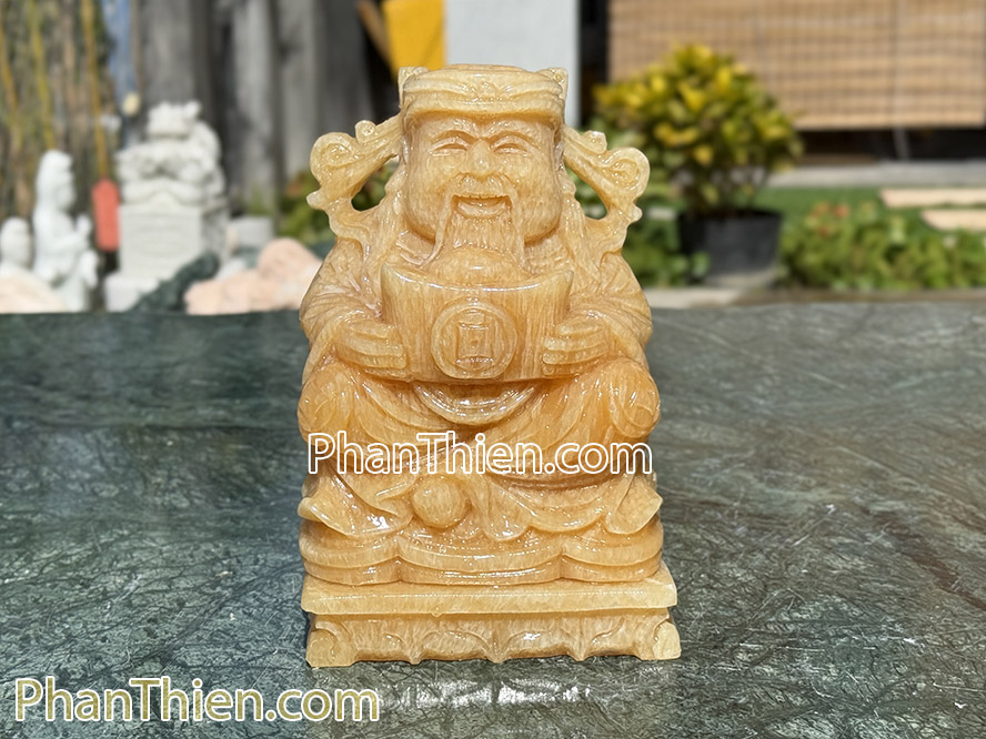 Tượng Ông Thần Tiền đá ngọc Hoàng Long 20cm - TD-16