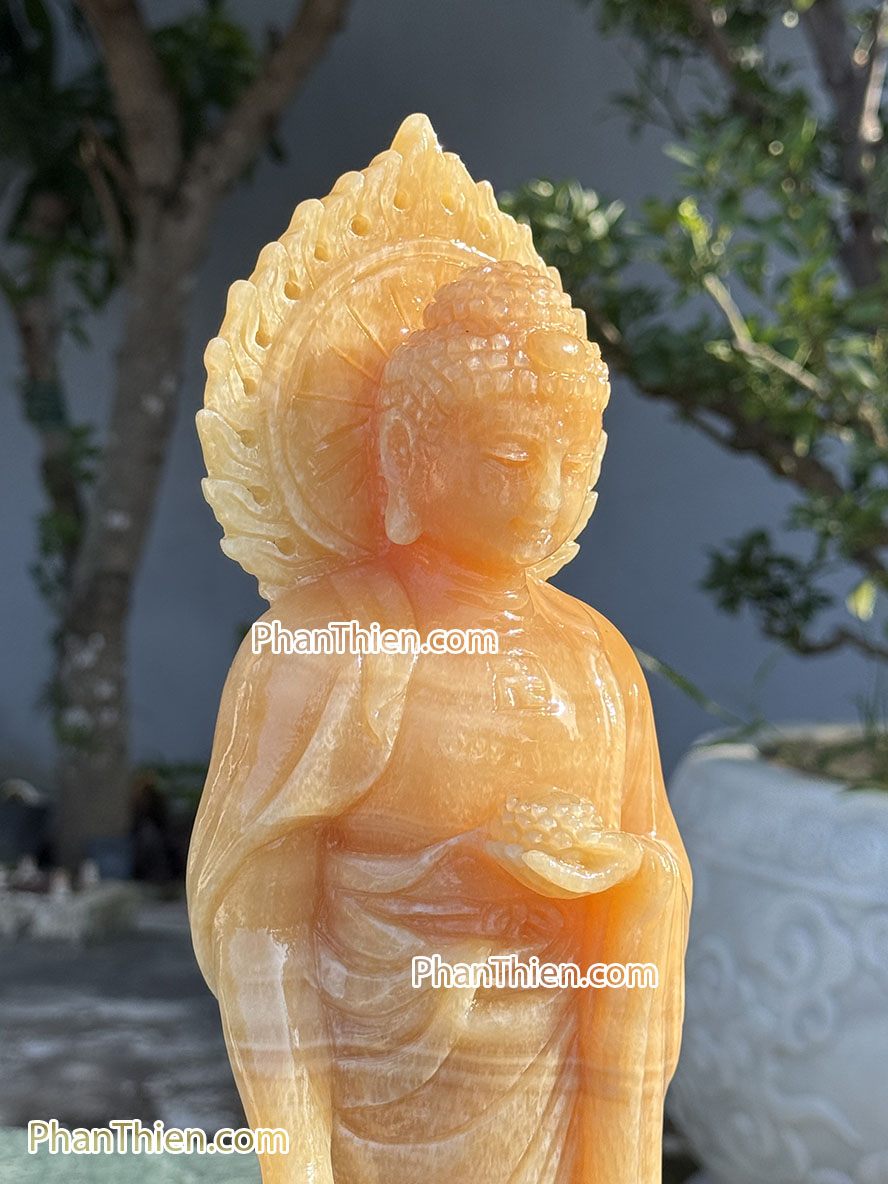Tượng Phật A Di Đà đá ngọc Hoàng Long 41cm - ADI-18