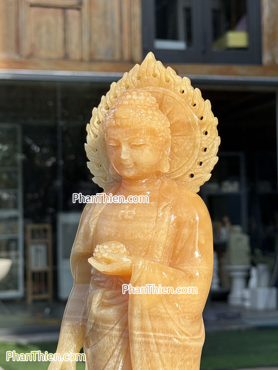 Tượng Phật A Di Đà đá ngọc Hoàng Long 41cm - ADI-18