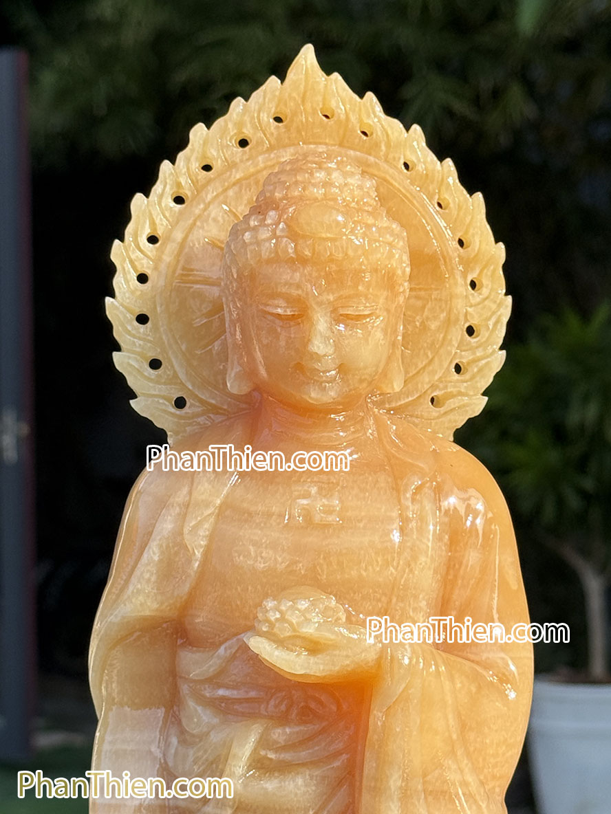 Tượng Phật A Di Đà đá ngọc Hoàng Long 41cm - ADI-18