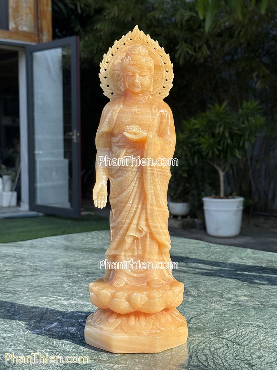 Tượng Phật A Di Đà đá ngọc Hoàng Long 41cm - ADI-18