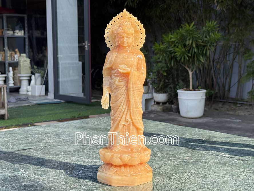 Tượng Phật A Di Đà đá ngọc Hoàng Long 41cm - ADI-18