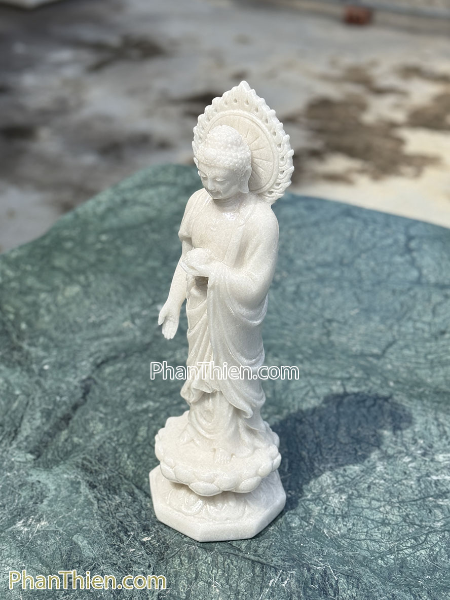 Tượng Phật A Di Đà bằng đá trắng 41cm - ADI-19