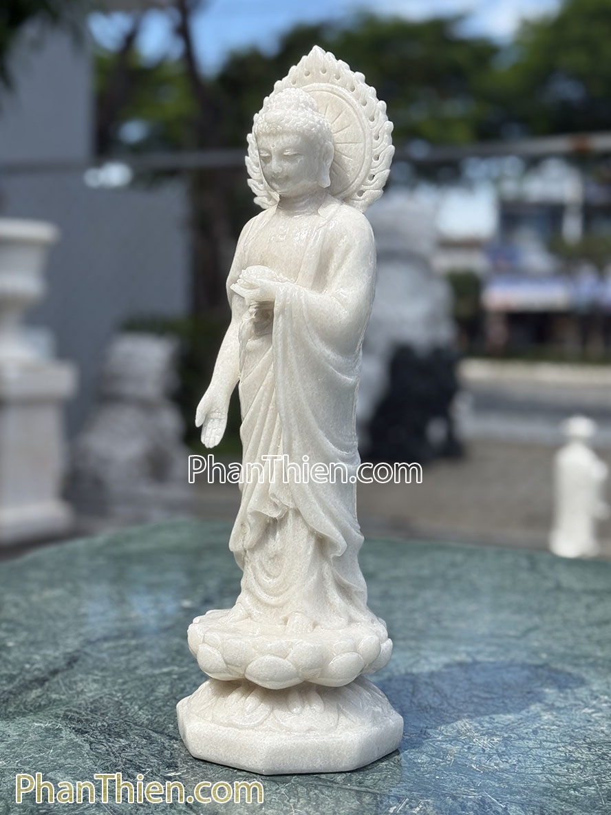 Tượng Phật A Di Đà bằng đá trắng 41cm - ADI-19