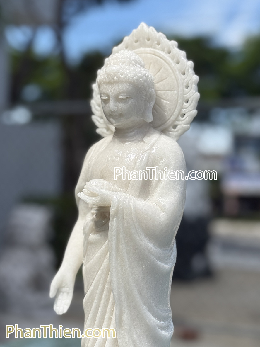 Tượng Phật A Di Đà bằng đá trắng 41cm - ADI-19