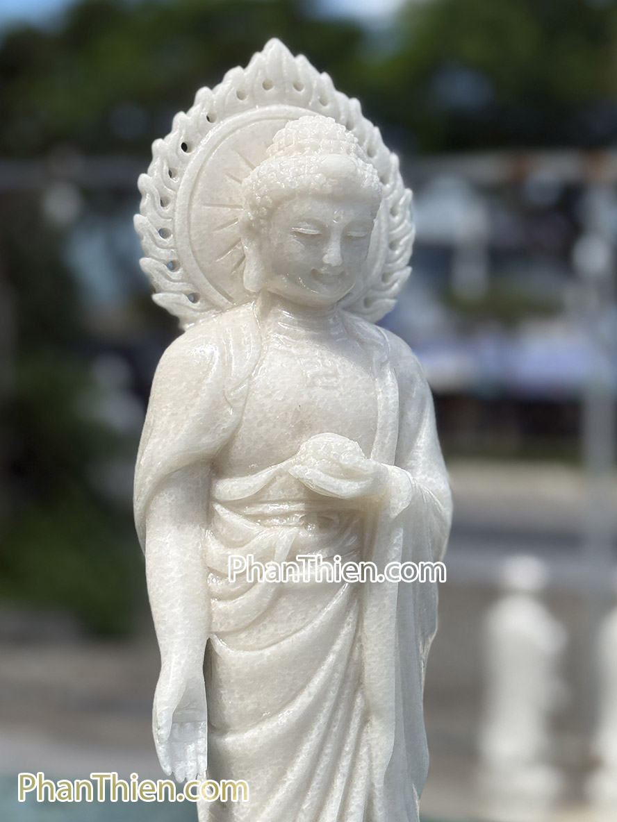 Tượng Phật A Di Đà bằng đá trắng 41cm - ADI-19