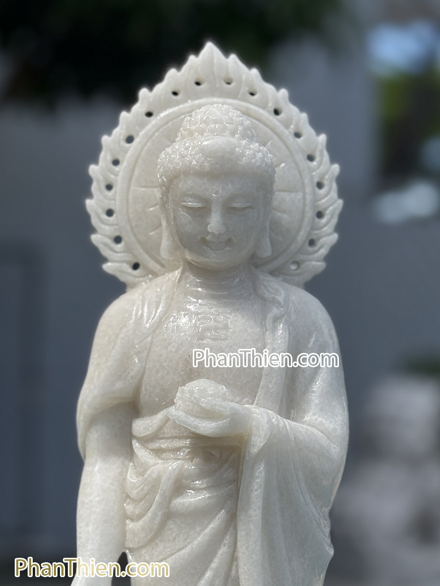 Tượng Phật A Di Đà bằng đá trắng 41cm - ADI-19