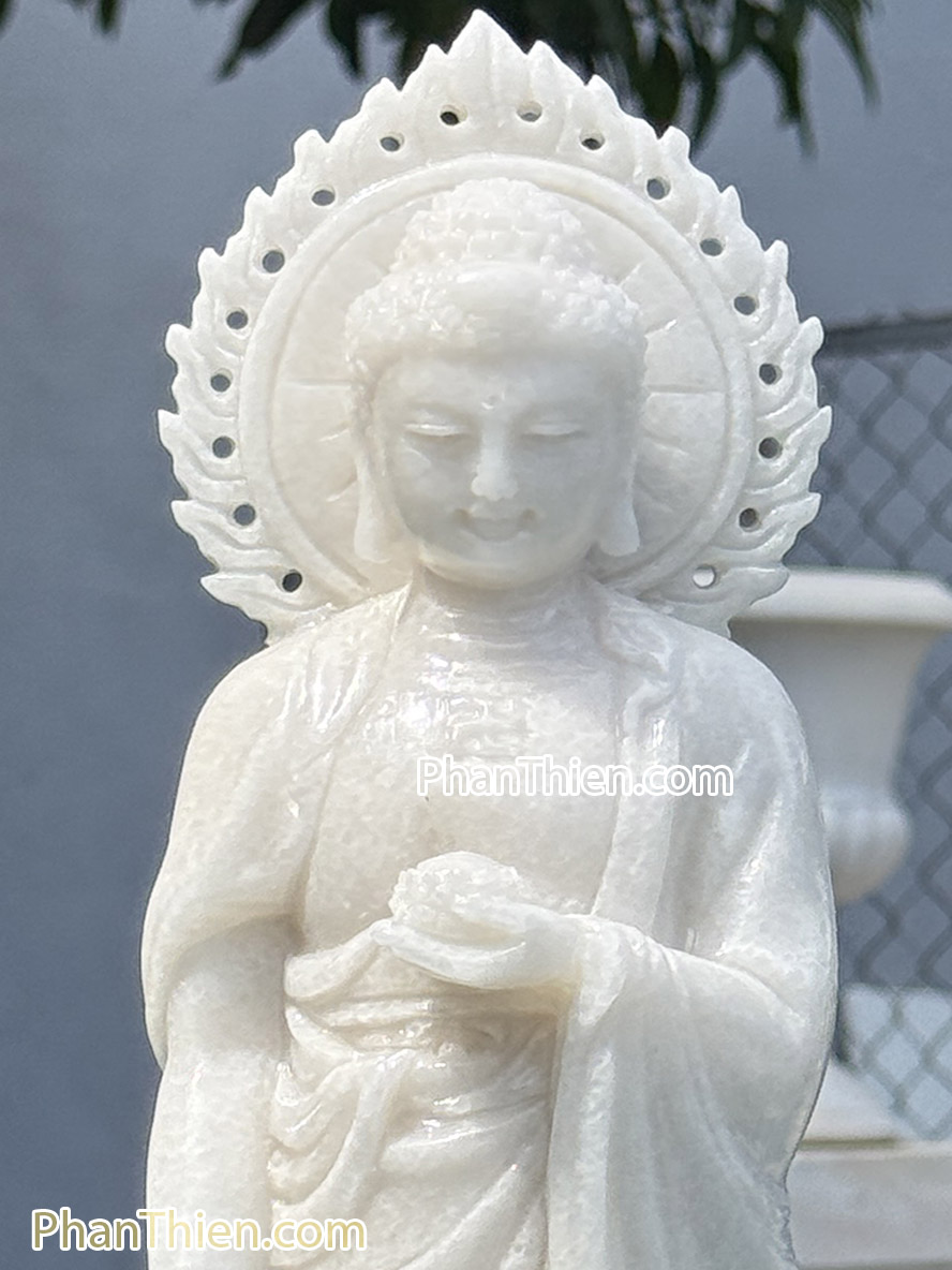 Tượng Phật A Di Đà bằng đá trắng 41cm - ADI-19