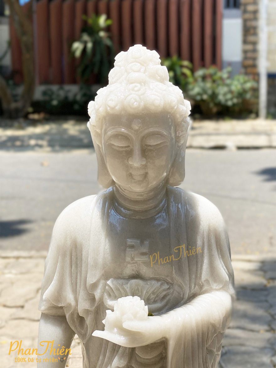 Tượng Phật A Di Đà Đá Cẩm Thạch Trắng (ADIDA-01)