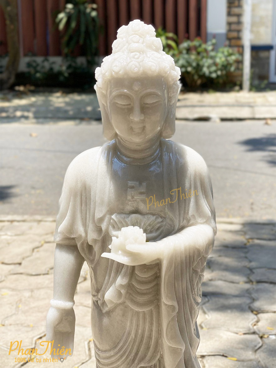 Tượng Phật A Di Đà Đá Cẩm Thạch Trắng (ADIDA-01)