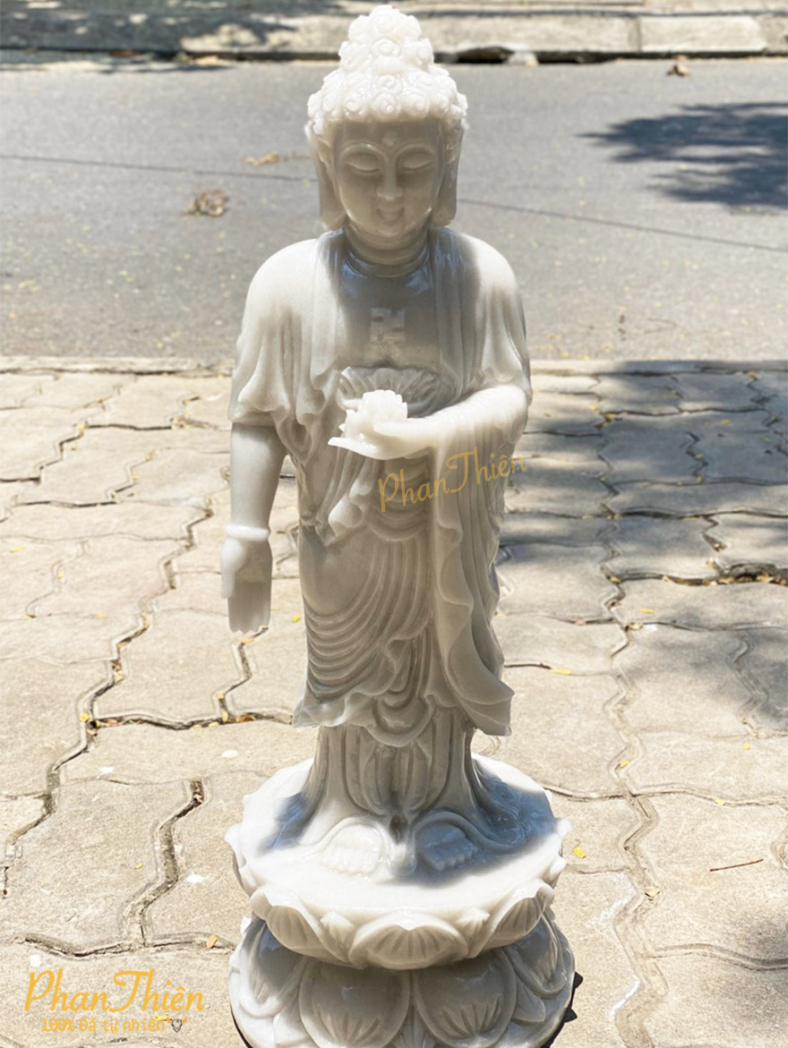 Tượng Phật A Di Đà Đá Cẩm Thạch Trắng (ADIDA-01)