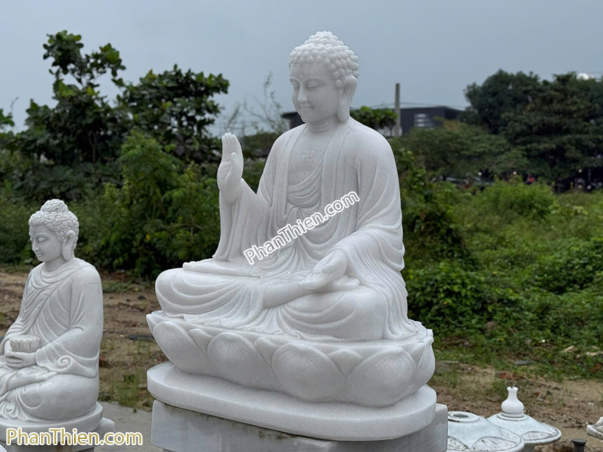 Tượng Phật A Di Đà bằng đá trắng đẹp (ADI-13)
