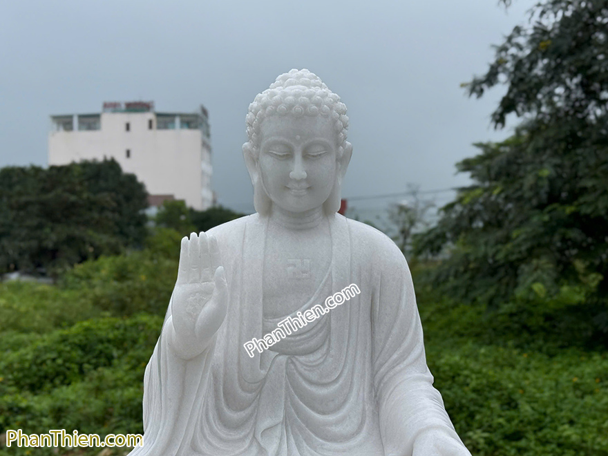Tượng Phật A Di Đà bằng đá trắng đẹp (ADI-13)