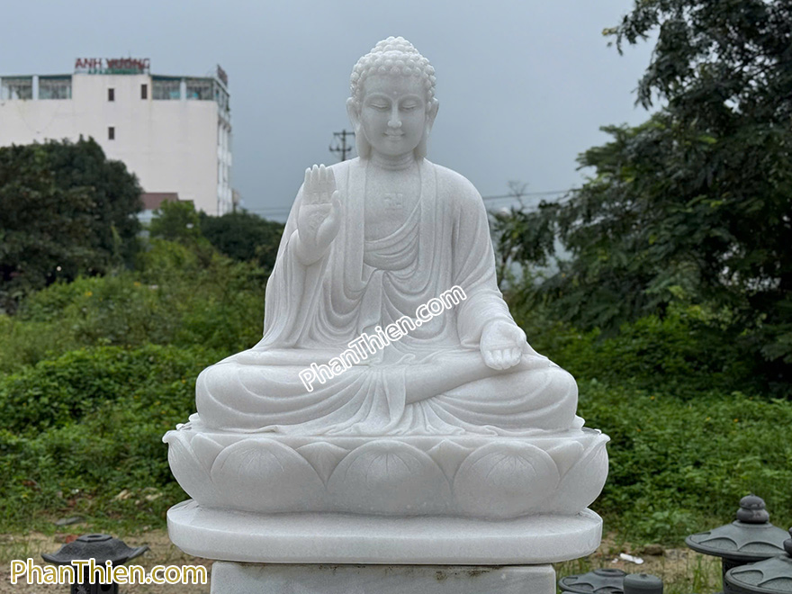 Tượng Phật A Di Đà bằng đá trắng đẹp (ADI-13)