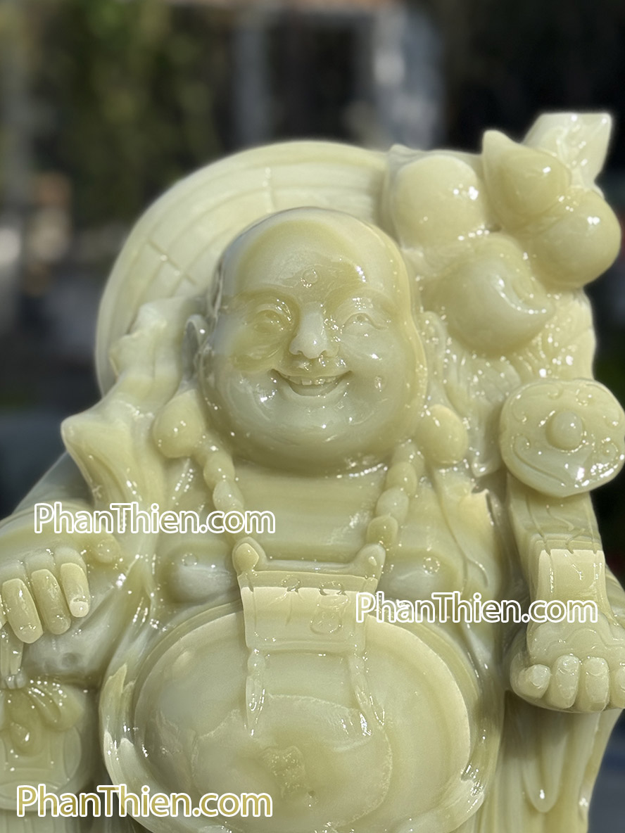 Tượng Phật Di Lặc bằng đá ngọc xanh 45cm - DL-85