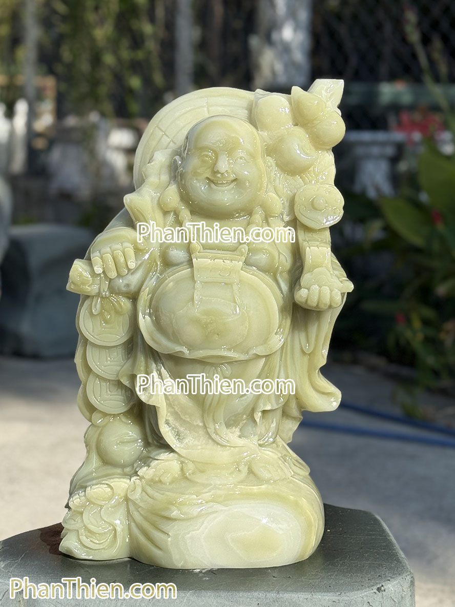 Tượng Phật Di Lặc bằng đá ngọc xanh 45cm - DL-85